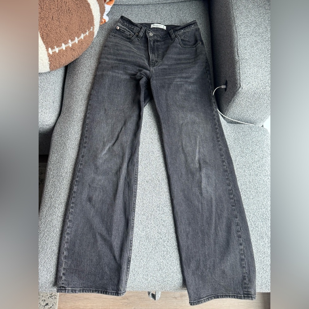 Abercrombie & Fitch Women's Black/Grey Straight Leg Jeans